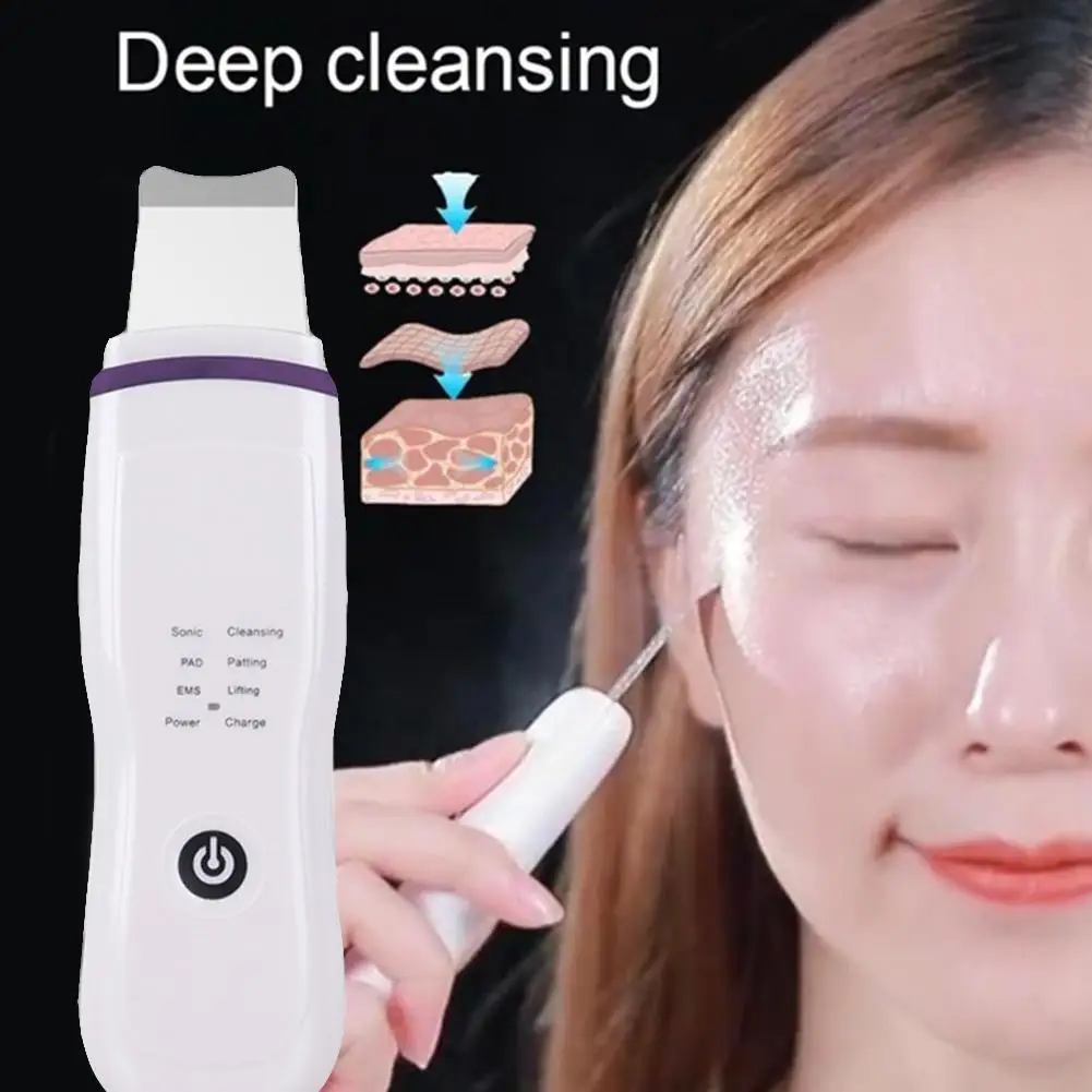 

Professional Ultrasonic Facial Skin Scrubber Ion Deep Face Cleaning Peeling Rechargeable Beauty Instrument Skin Care Device