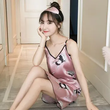 

Summer Ice Silk Sexy Pajamas Rabbit Spring and Autumn Edition Korea Thin Students Silk Home Service