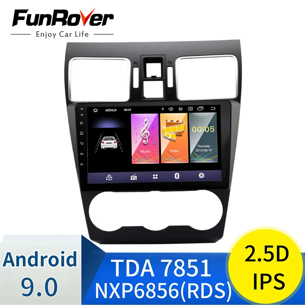 Funrover " 2.5D+ ips Android 9,0 2 din Автомобильный Радио DVD Мультимедиа стерео плеер для Subaru Forester XV WRX 2012- gps навигация