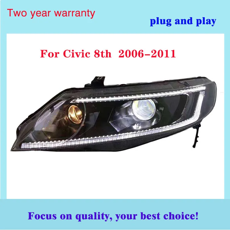 Автомобильный Стайлинг Головной фонарь для Honda 8th Civic 2006 2011 фары civic DRL Объектив