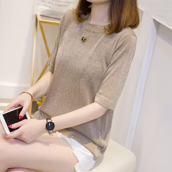 

2020 OHCLOTHING MD8282 Short Sleeve with New Pure Bright Silk Round Necks, 30-2 Floor, 8 Rows and 1 Shelf