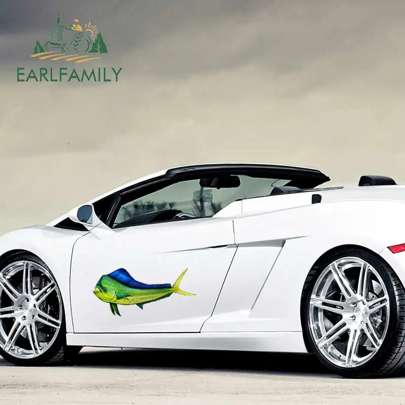 EARLFAMILY 43 см x 21 2 3D забавная рыба Стайлинг автомобиля хорифена хиппурус переводная