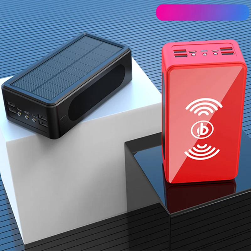 Portable 99000mAh Wireless Fast Charging Lithium Polymer Qi Solar Power Bank with Digital Display with LED Light 4USB for Iphone portable wireless charger