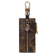 Натуральная коровья кожа, мужской кошелек для ключей, многофункциональный чехол для ключей, ключница, ключи, монеты, карман на молнии, чехол для мужчин, качество