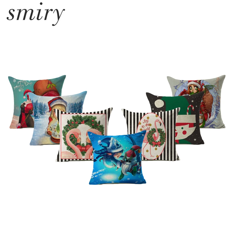 Smiry Лен 43*43 см мультфильм милый Рождество Фея Фламинго узор декоративный современный диван-кресло наволочка