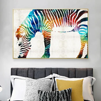 

RELIABLE ART Abstract Colorful Zebra Animal Posters And Prints Pictures Canvas Painting Wall Art For Living Room Decoration