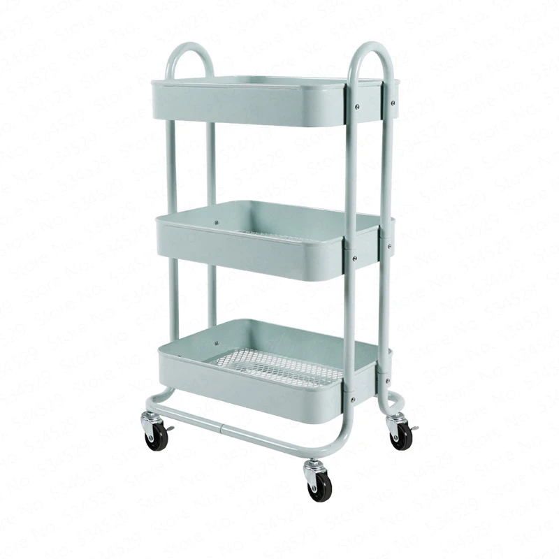  Mobile Racks Carts Wheeled Bedroom Kitchen Storage Beauty Multilayer Push Storage Shelf Rolling Car - 4000475274449