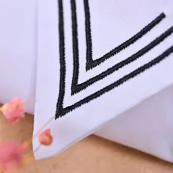 

2020 New Women Black Stripes Embroidery Lapel Detachable Half-Shirt Button Fake Collar