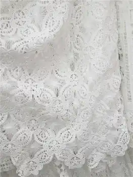

hot sales skin friendly African Cord Lace Fabric High Quality very soft guipure lace fabric For Evening Dresses in Purple white