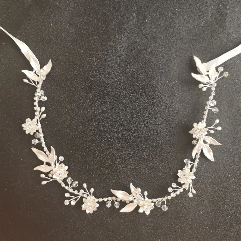 SLBRIDAL ручной работы серебряные хрустальные стразы пресноводный жемчуг свадебное украшение на голову украшения для волос для свадебной прически Аксессуары женские ювелирные изделия