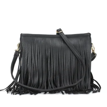

2020 new women's shoulder bag horizontal section square fringe bag fashion simple solid color ladies messenger bag women bag