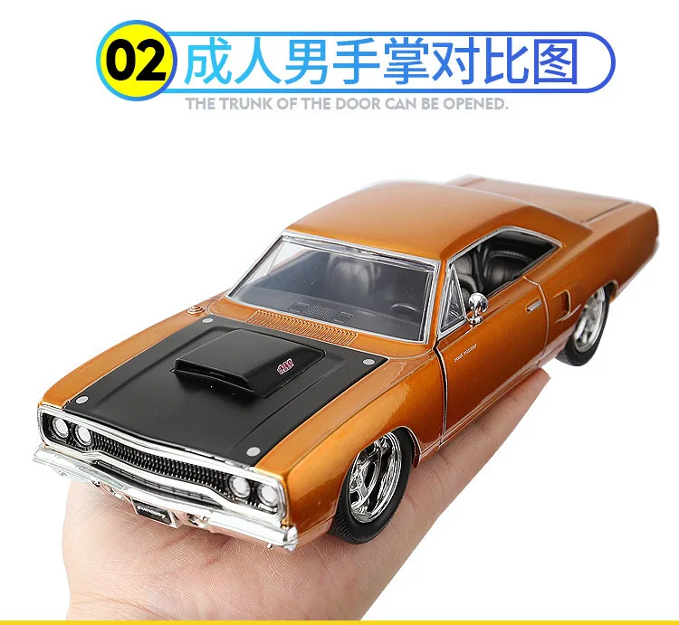 Лидер продаж Jiada 1: 24 модель автомобиля из сплава 1970 Плимут Highway Runner Road Run