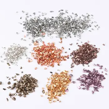 

New 1box/lot 7 Colors Mixed Glitter Cabochon Irregular Metal Stone for Making DIY Jewelry Blinking Ore Match Metal Bottom or Box