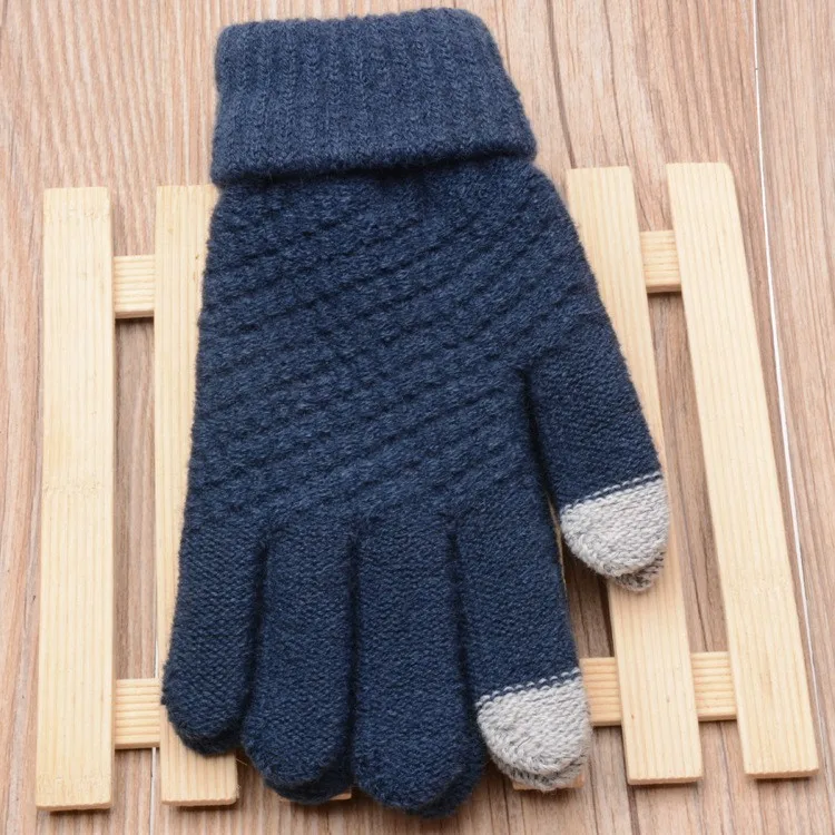 Hot Selling Winter Gloves For Men And Women Solid Color Knitted Touchscreen Mittens Glove Keep Warm Fleece Guantes#15