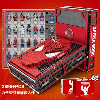 

With Light And 52 MINI Figures Superhero Spider BOOK Building Blocks Bricks Birthday Collector's Edition Christmas Gifts Toys