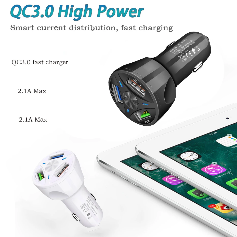 12 v-24 v автомобильный прикуриватель адаптер зарядного устройства авто Quick Charge сплиттер QC3.0 автомобиля Зарядное устройство с 3 портами(стандарт заряда телефона зарядное устройство для быстрой зарядки