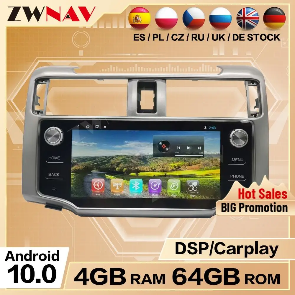 

Автомагнитола Carplay, для TOYOTA 4runner 2009, 2010, 20112, 2013, 2014, 2015, 2016, 2017, Android, стереоплеер, радио, GPS-навигация, головное устройство