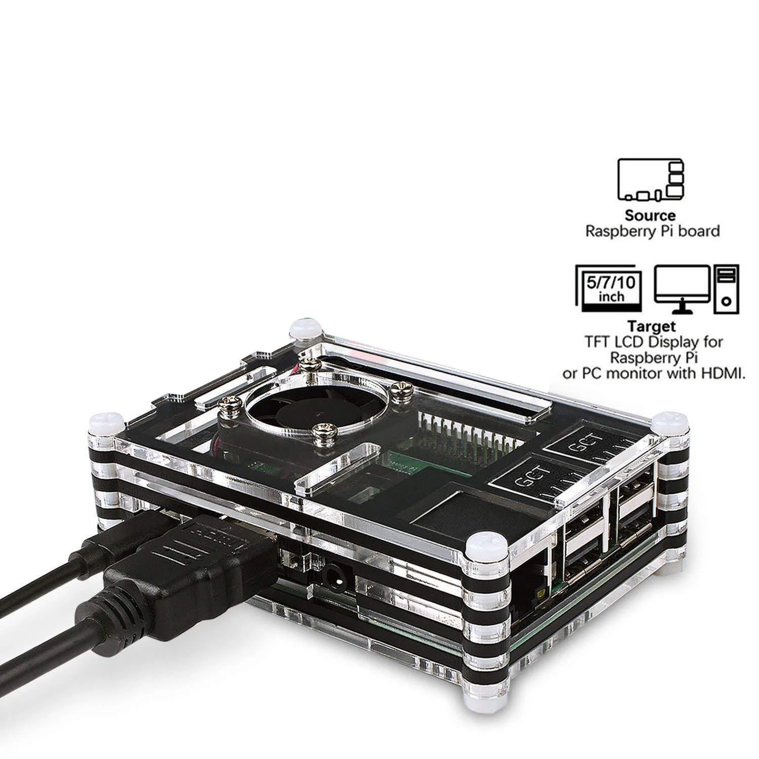 Чехол+ вентилятор+ адаптер питания+ радиатор+ Кабель Micro USB для Raspberry Pi 3 B
