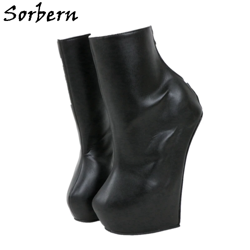 Sorbern Ankle Ballet Boots Wedge Heeled Thick Platform Heelless Short