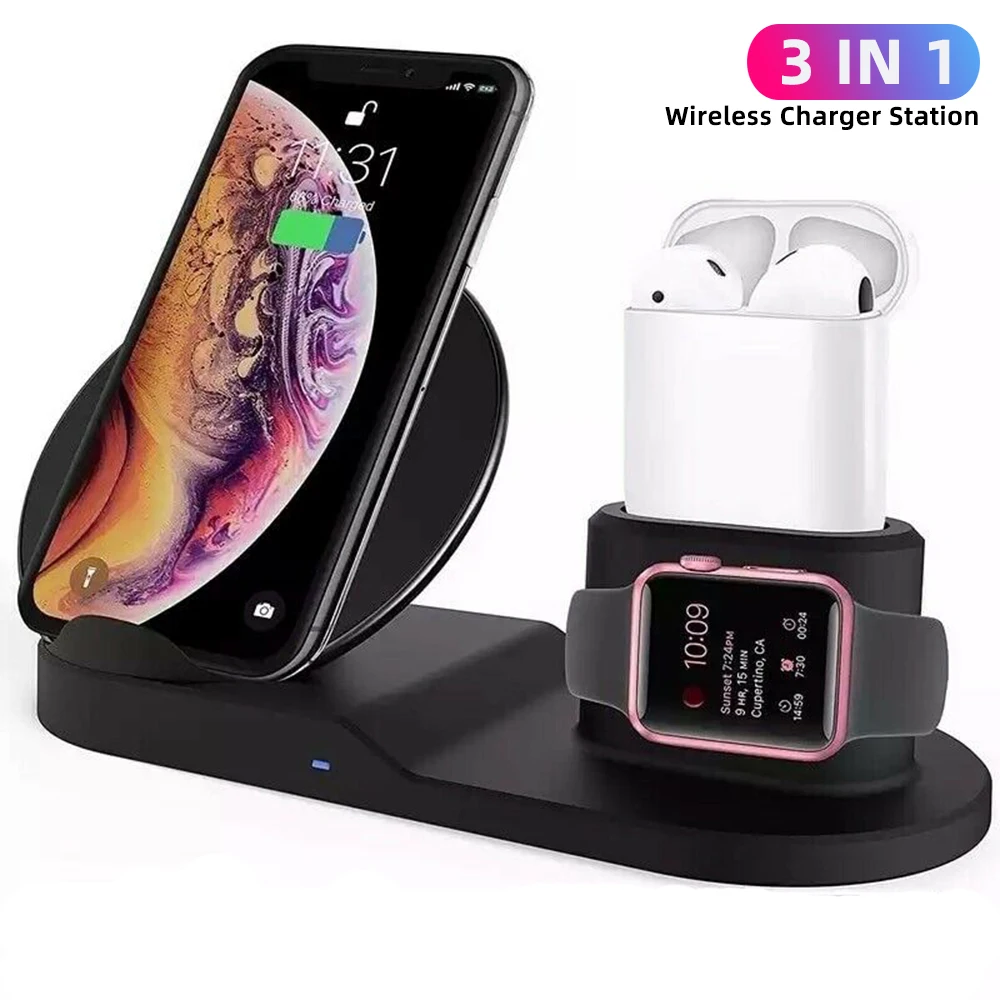 

Qi Wireless Charger 3 In 1 Fast Charging Stand for Apple watch For iPhone Fast Wireless Charger Dock