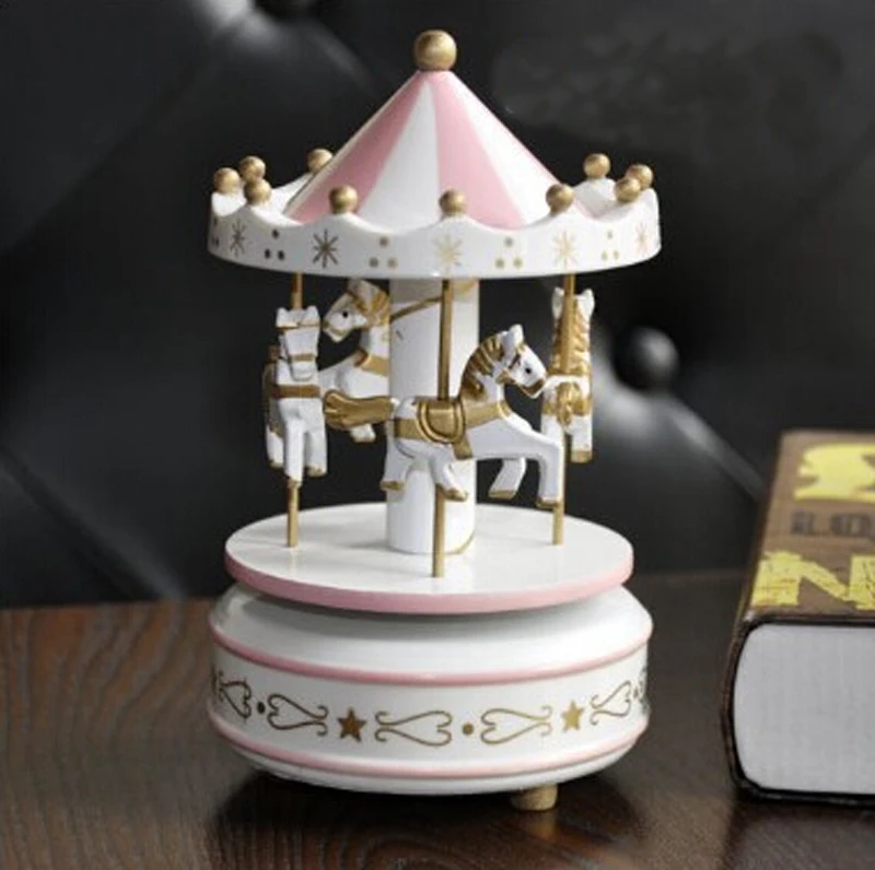 Музыкальная карусель Коробки геометрический музыка украшение детской комнаты рождественские подарки унисекс деревянный карусельная лошадка коробка для домашнего декора 1 шт
