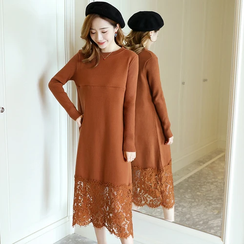 Ginger Осеннее модное платье для кормящих мам; трикотажная одежда для грудного вскармливания для беременных женщин; Весенняя офисная одежда для беременных; C915 - Цвет: Ginger