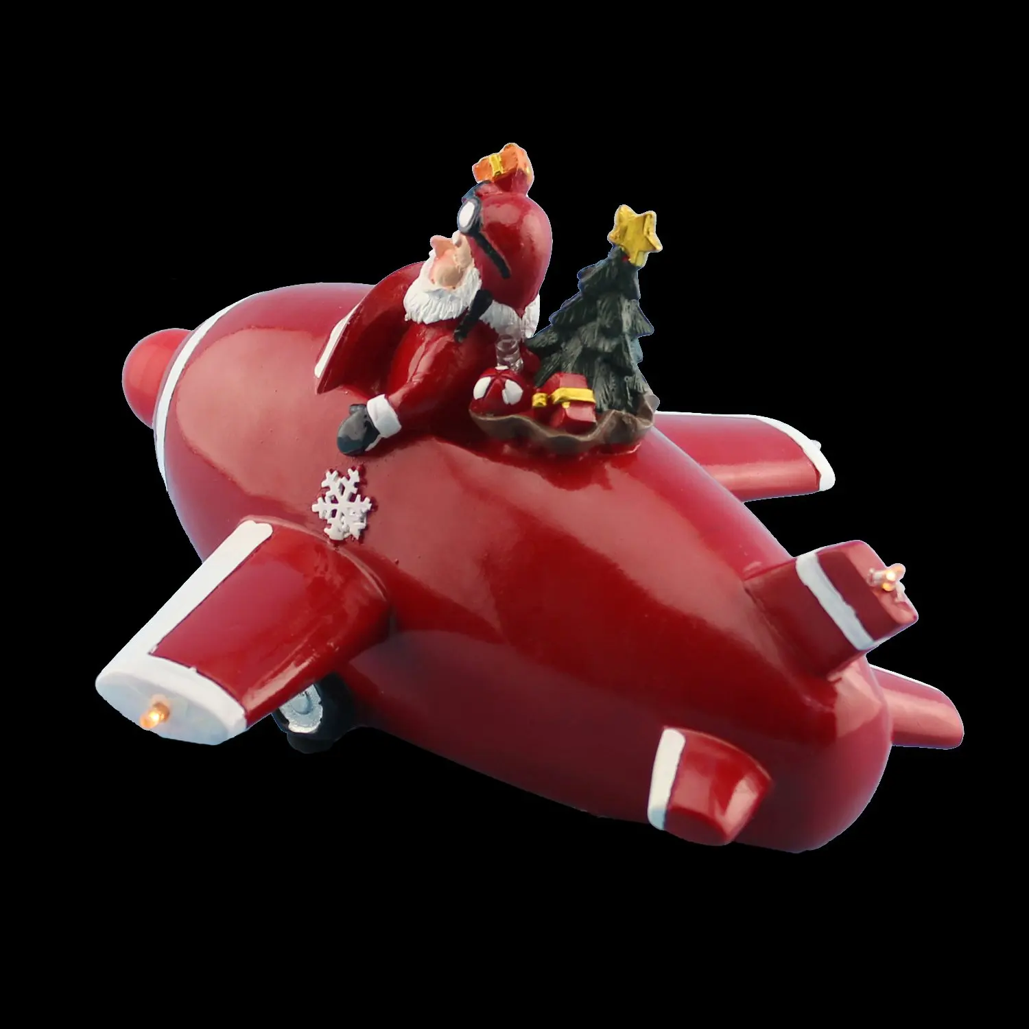 Light up Collectible Figurine Santa Claus and Airplane with Led Lights for Christmas, Party,(Propeller Airplane