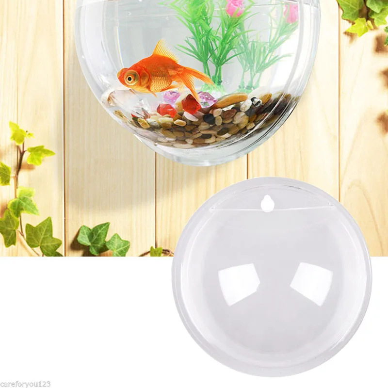 3D Acrylic Fish Bowl Plant Pot Wall Mounted Hanging Aquarium Transparent Fish Tank Flower Plant Vase Home Decoration 2 sizes