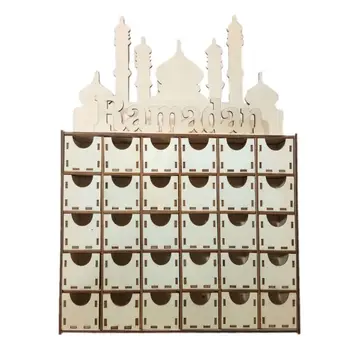 

Wooden MDF Drawer Eid Ramadan Mubarak Advent Calendar Muslim Islamic Decorations Ornament Party Supplies Y5GB