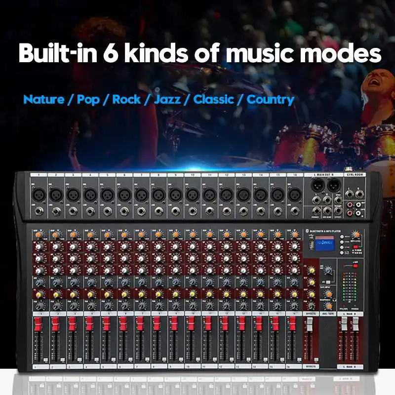 US $121.89 681216 Channels Professional Studio Audio Mixer Bluetooth USB DJ Sound Mixing Console 48V Phantom Powers Monitor Amplifier