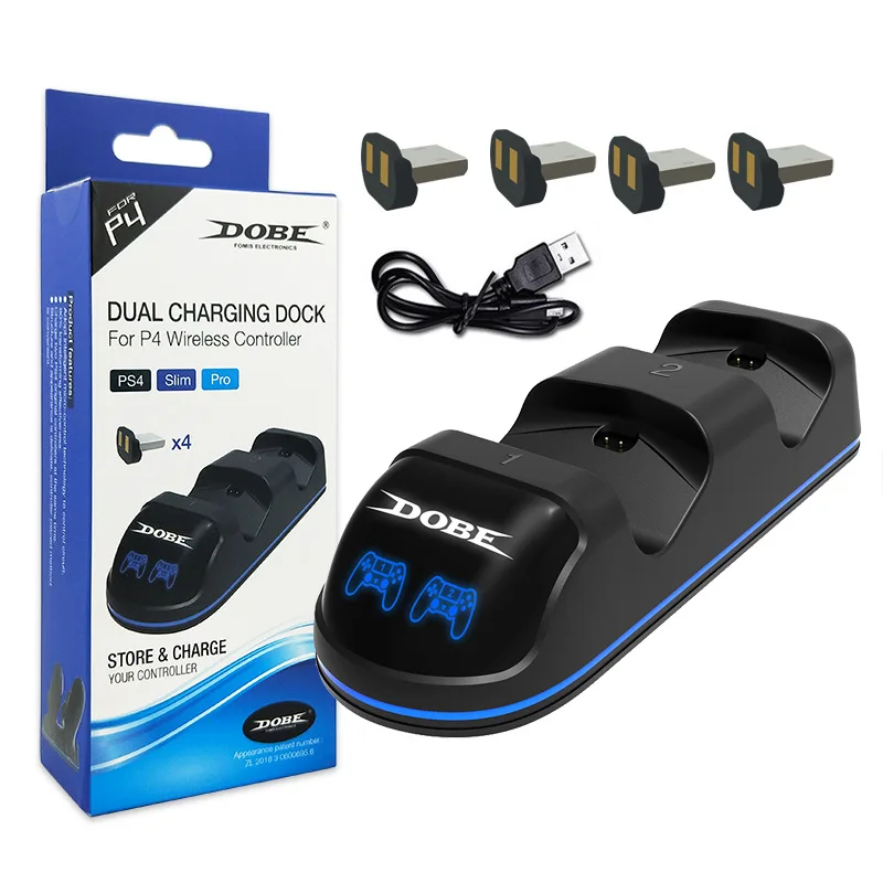 

Dual USB Charging Dock for P4 wireless game controller with LED light indicator