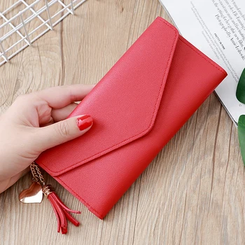 

2020 Fashion Womens Wallets Tassel Purses Black White Gray Long Section Clutch Wallet Soft PU Leather Money Bag Carteras