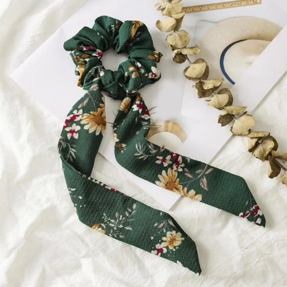 G3 Ponytail scrunchie hair ties Scarf Elastic Hair Rope for Women Hair Bow Ties Scrunchies Hair Bands Flower Print Ribbon Hairbands - Цвет: G3