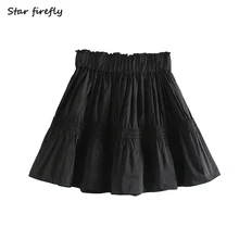 Star firefly модная женская юбка Za, Повседневная тонкая драпированная однотонная мини-юбка из тафты с высокой талией для женщин
