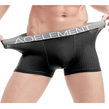 

Men's Boxers Sexy Mid Rise Boxer Letter Pattern Fashion Shorts Breathable Seamless Mesh Underpants Male Underwear