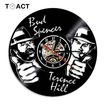 

Bud Spencer Terence Hill Wall Clock Vintage Vinyl Record Clocks Modern Design Living Room Decoration3D LED Wall Watch