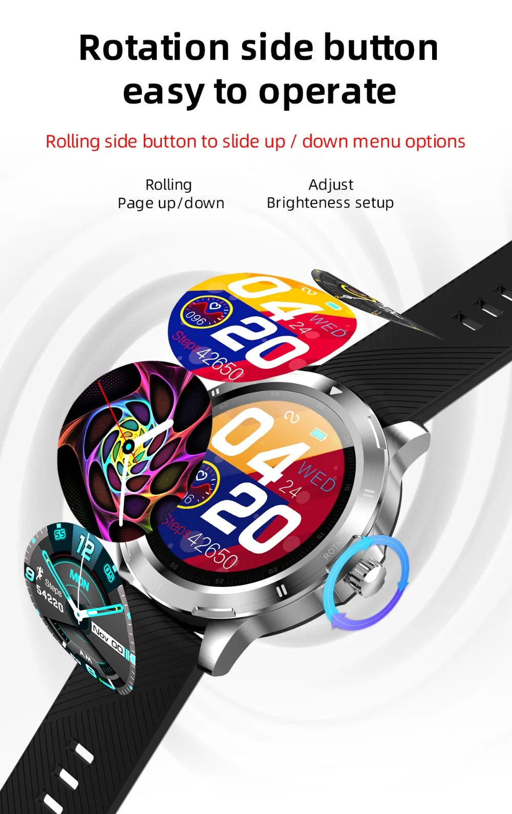 2020 K15 Smart Watch Men New Rolling menu fitness sports tracker Temperature smarthwatch Changable Strap For Android IOS Phone (3)