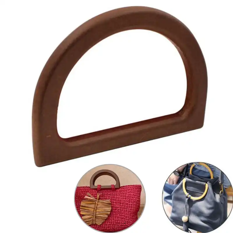 Bolso de mano de madera en forma de D, partes de la bolsa, accesorios, mango  de repuesto para el bolso, manija de la bolsa de repuesto de madera DIY de  alta calidad|Piezas