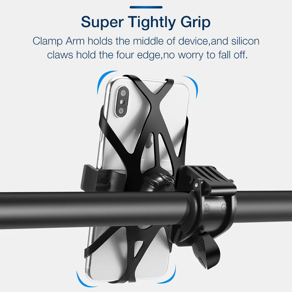

Adjustable Bicycle Mobile Phone Holder Universal Bike Motocycle Phone Holder for iPhone X Xs XR Samsung Xiaomi Redmi Smartphone