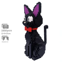 

1852 pcs JiJi Black Cat Building Blocks 3D Cartoon Pet Model Animal World Mini Diamond DIY Bricks Toys for Girls Children Gifts
