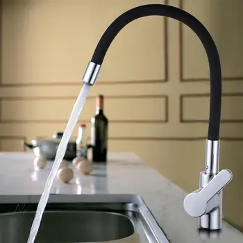 

Modern Luxury Chrome Brass Finished 360 Degree Twist Kitchen Mixer Universal Kitchen Faucet Single Handle Black Pull Down