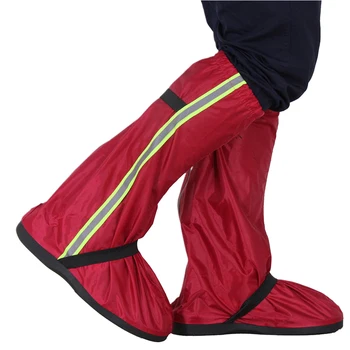 

Men Women Reusable Protectors Adults Motorcycle Long Reflective Tape Oxford Cloth Waterproof Shoe Cover Rain Boot Non Slip