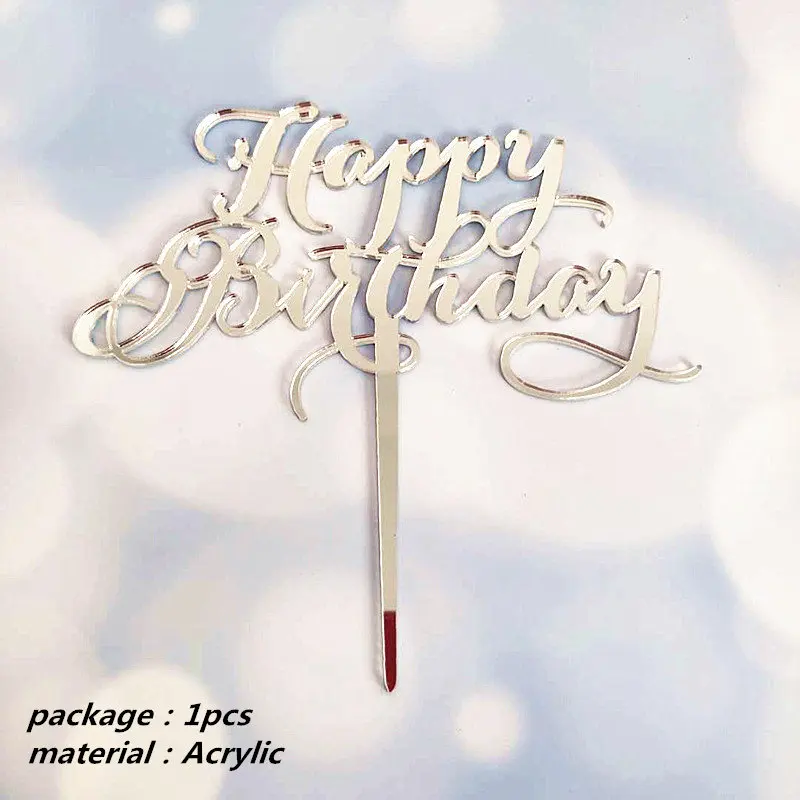 Хит, 3 шт., топпер для торта, открытка с надписью Love Happy, акриловые украшения для кексов, принадлежности для торта на день рождения, Золотая, серебряная палочка для выпечки, семейные вечерние - Цвет: number  9
