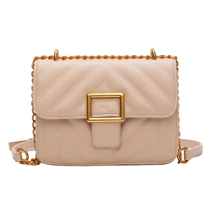 

2019 PU Leather Bag Cover Embroidery Line Women'S Small Square Bag Horizontal Style Square Popular Girls Shoulder Bag