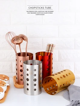 

1PCS Stainless Steel Chopsticks Tube Kitchen Tableware Storage Shovel Spoon Knife Fork Draining Rack Kitchen Tools Storage Box