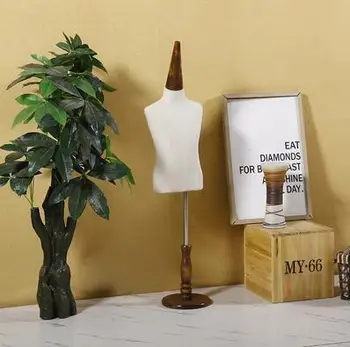 

Foam 7-8 years baby half torso Child realistic Mannequins display Circular wood base fabric flexible dress cloth,one piece D143