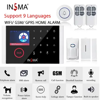 

9 Languages Wireless Home Security WIFI GSM GPRS Alarm system Kit APP Remote Control Arm Disarm RFID Sensor Detect Doorbell Set