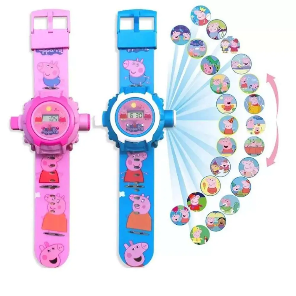 

2020 Peppa Pig toys set 3D Projection watch Action figure Birthday Anime figure Patrulla Canina Toy Gift