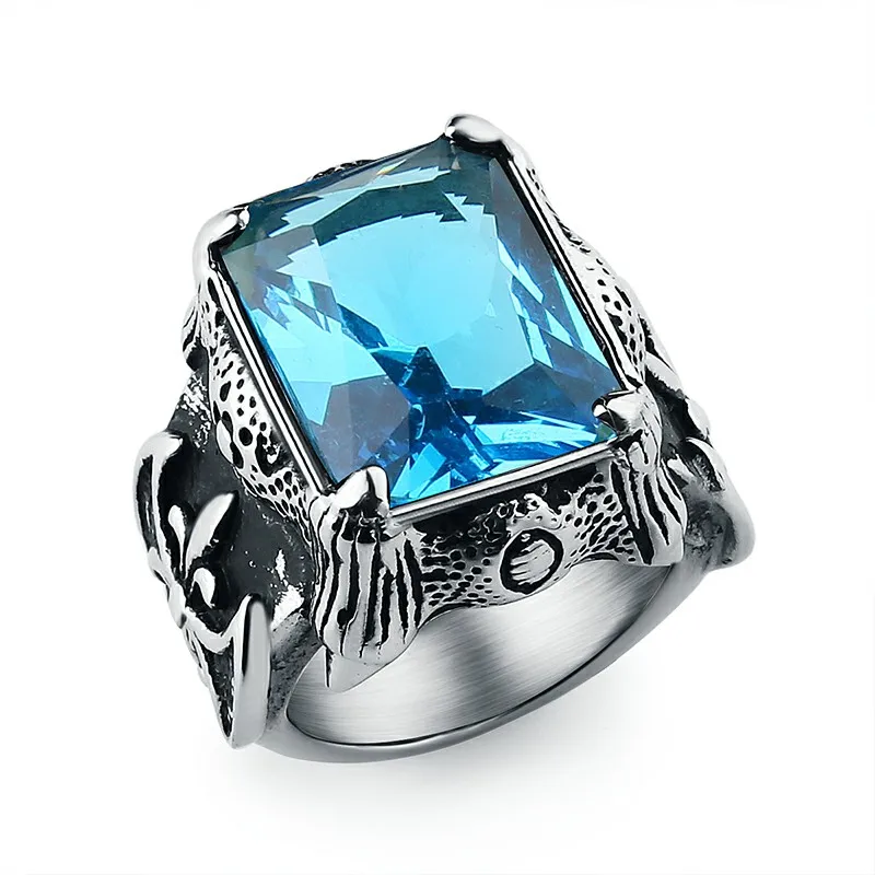

Valily Men's Large CZ Crystal Dragon Claw Ring Stainless Steel Knight Cross Flower Gothic Vintage finger band Ring for women men