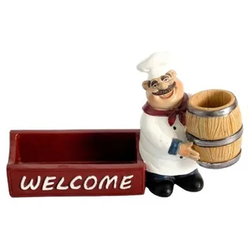 

European Chef Toothpick Bucket Business Card Holder Mini Ornaments Restaurant Cafe Bakery Cute Home Decoration Accessories